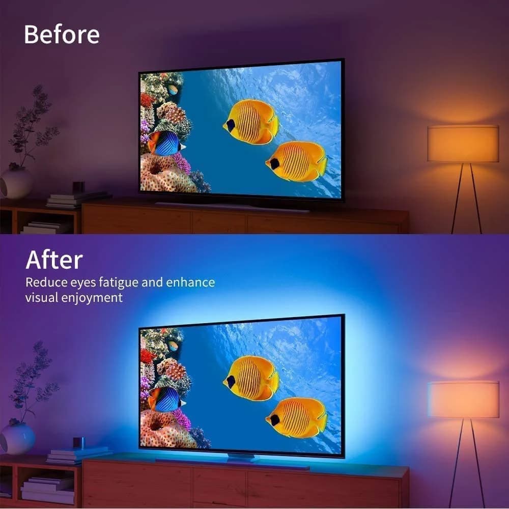 أضواء LED بمنفذ USB 5V للتلفزيون مع تحكم عبر التطبيق شريط مرن RGB5050 30 ليد/م إضاءة خلفية LED للتلفزيون ديكور غرفة نوم - 4