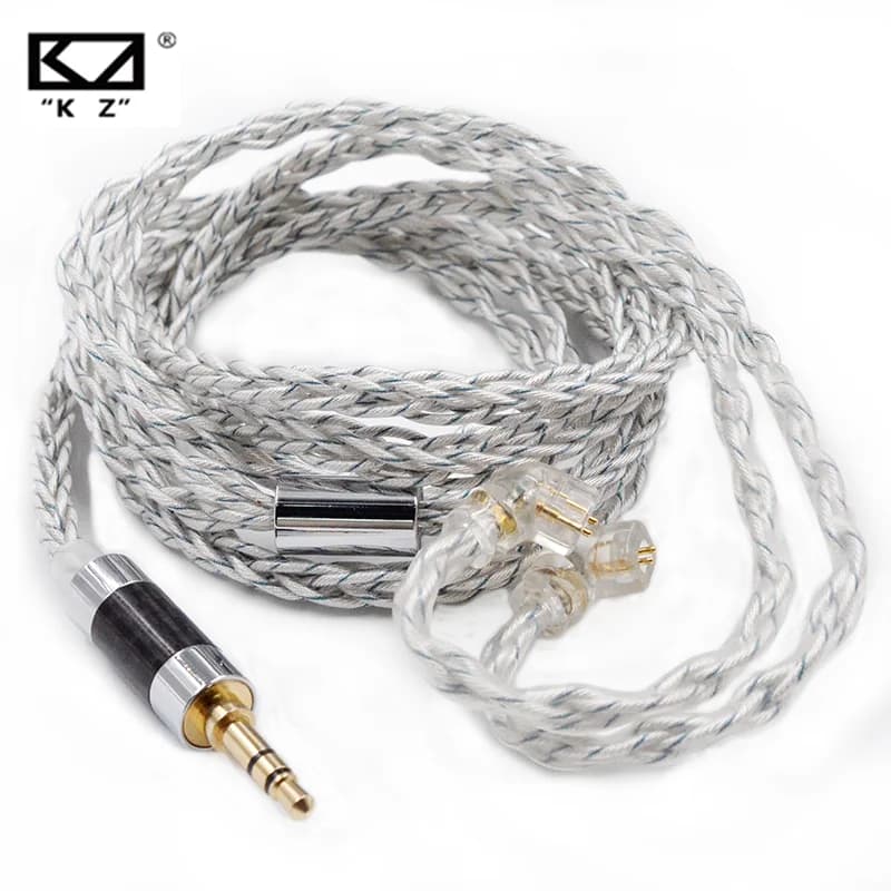 كابل سماعات KZ 8 نواة فضي أزرق هجين 784 نواة مطلي بالفضة كابل ترقية 2Pin مقبس 3.5 ملم سلك سماعات KZ ZSXPRO ZS10PRO