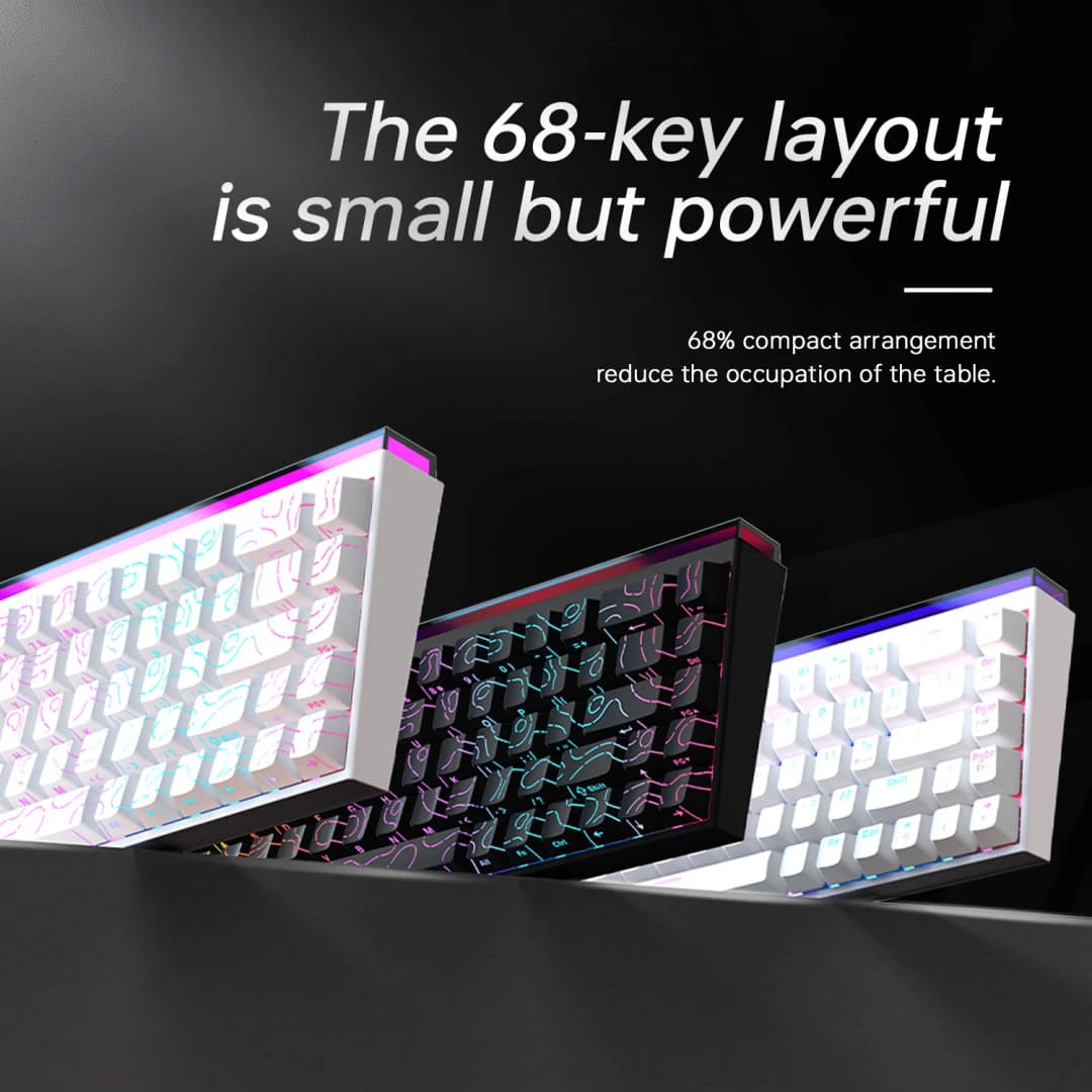 New Ajazz Nacodex Nk68 Mechanical Keyboard Terrain keycap Rgb Light Bar 68-Key Wired Gaming Office Wired Connect Keyboard - 2