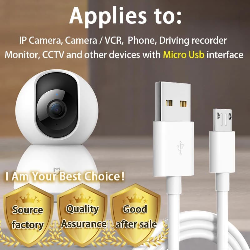 كابل شاحن مايكرو USB طويل 1M 2M 3M 5M 6M 7M 8M 10M كابل شحن للهواتف/كاميرات المراقبة/كاميرات IP/الشاشات - 4