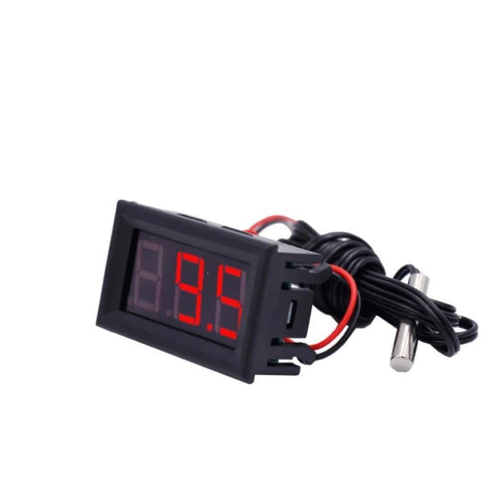 مقياس حرارة رقمي LED للسيارة، مقياس مراقبة درجة الحرارة مع مجس حرارة، يعمل على DC 5-12V - 6