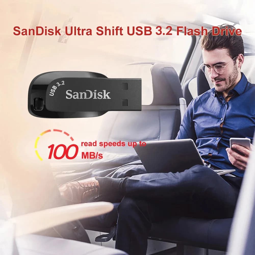 محرك أقراص فلاش USB 3.2 من SanDisk CZ410 32 جيجابايت 64 جيجابايت 128 جيجابايت محرك أقراص ذاكرة أسود U Disk Mini Pendrive أسود تخزين خارجي - 2