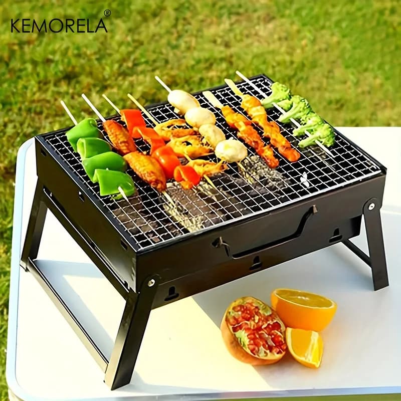 Portable BBQ Charcoal Grill Stainless Steel Small Mini BBQ Tool Kit Outdoor Cooking Camping Picnic Beach Portable BBQ - 2