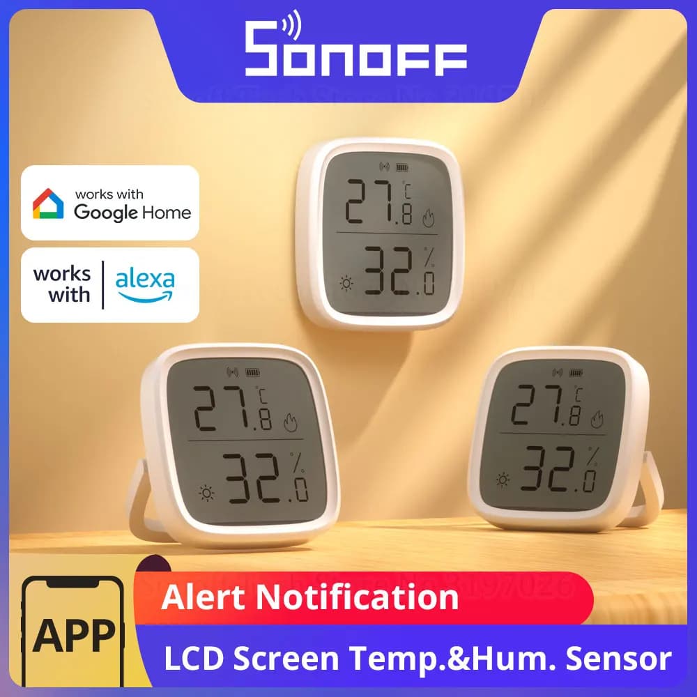 1-10 قطع مستشعر درجة حرارة ورطوبة SONOFF SNZB-02D، شاشة LCD، Zigbee، مراقبة عبر التطبيق، متوافق مع Alexa وGoogle عبر ZBBridge-P