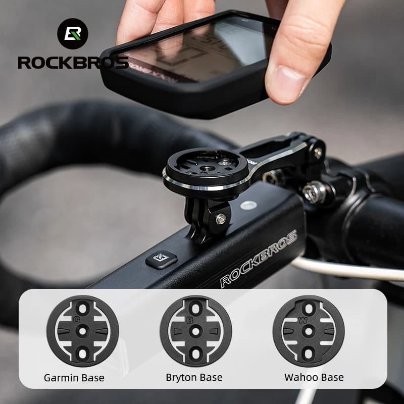 حامل مصباح أمامي للدراجة من ROCKBROS، حامل تمديد من سبائك الألمنيوم لكمبيوتر الدراجة من Wahoo Bryton Garmin - 4