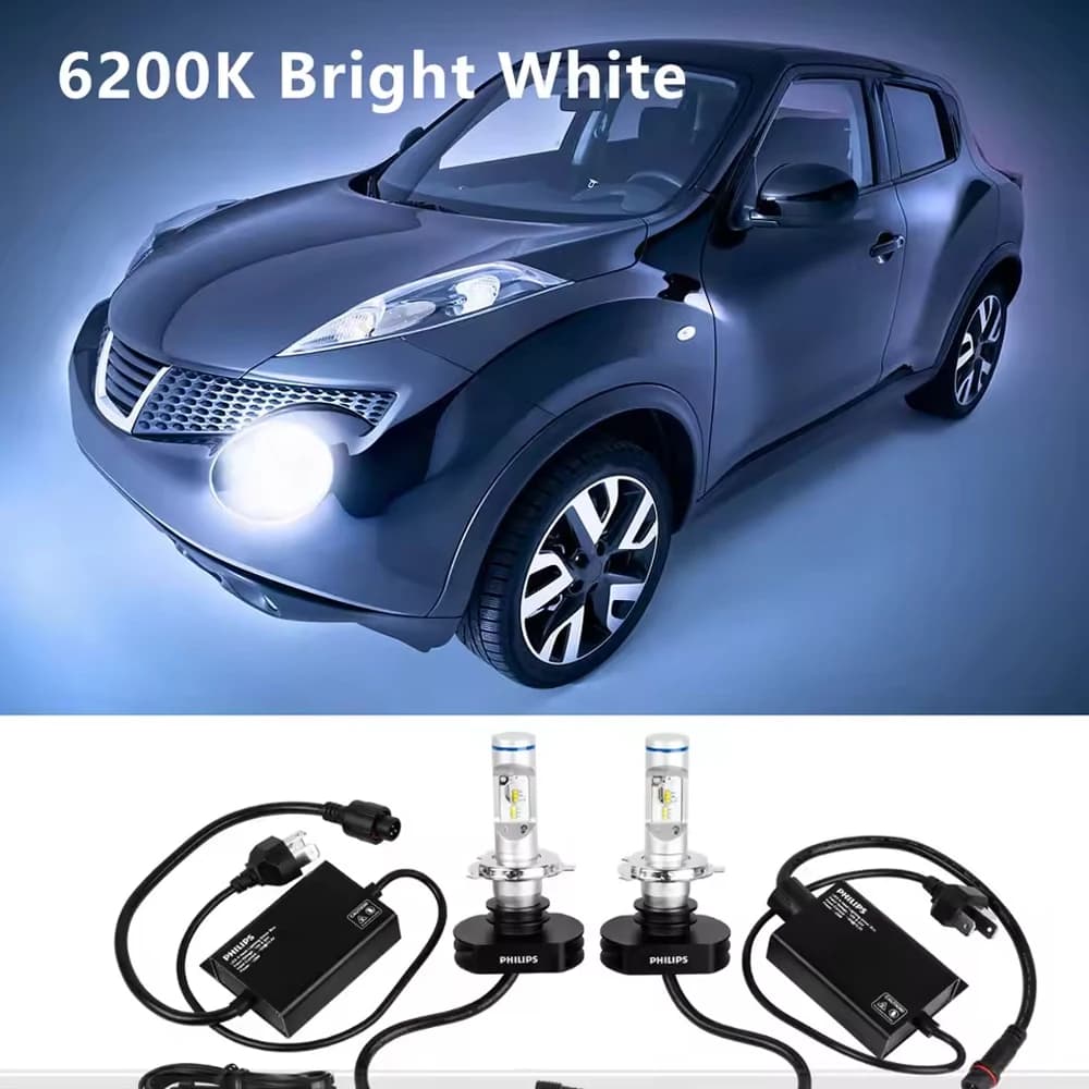 Philips LED X-treme Ultinon H4 Car Headlight 6200K Bright White Lamp Power LED Original Upgrade High Low Beam 12953BW 12902LP,2x - 4