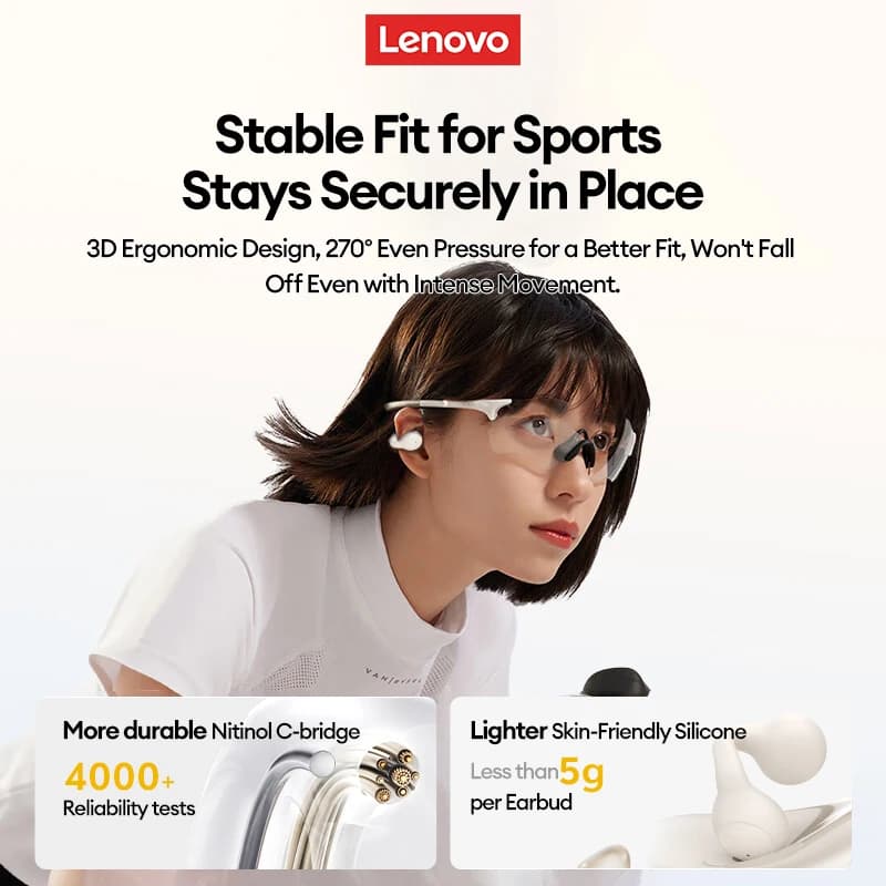 New Lenovo LP25 OWS Wireless Bluetooth Ear Clip Headphones Long Battery Life Gaming Headset HIFI Surround Sound Earbuds With Mic - 2