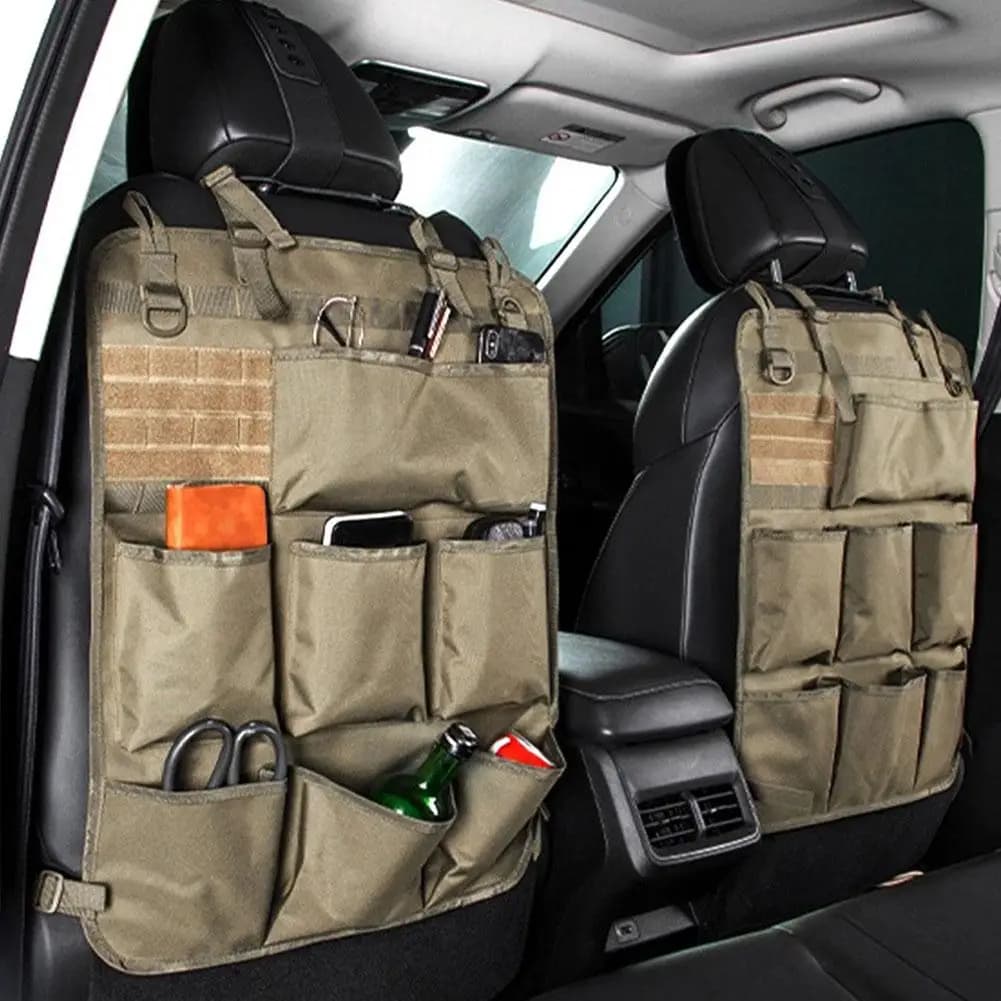 Universal Vehicle Seat Back Organizer Military Style Camo Storage Bag with 7 Pockets Tactical Auto Organizer for Car Truck SUV - 2