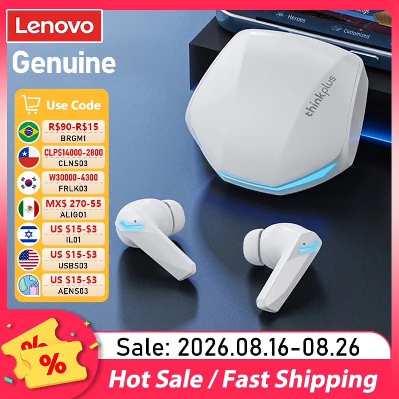 سماعات أذن لاسلكية Lenovo GM2 Pro TWS بتقنية Bluetooth V5.3، مكالمات HD، تأخير منخفض، وضع مزدوج للموسيقى والألعاب GM2PRO