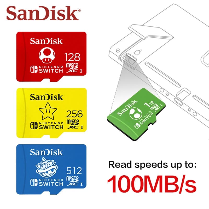 Original SanDisk micro sd card 128gb 256gb 512gb 1tb U3 microSDXC Memory Game Expansion Card for Nintendo Switch Up to 100Mb/s - 5