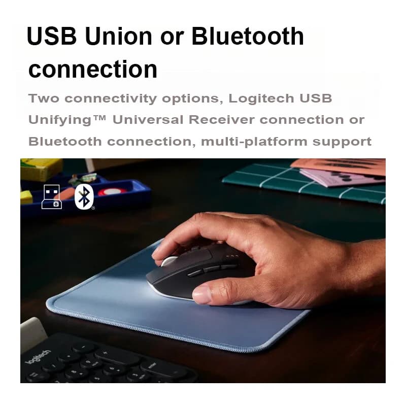 ماوس Logitech M720 اللاسلكي بتقنية Bluetooth - ماوس مكتبي - ماوس لاسلكي بوضع مزدوج Bluetooth - 3