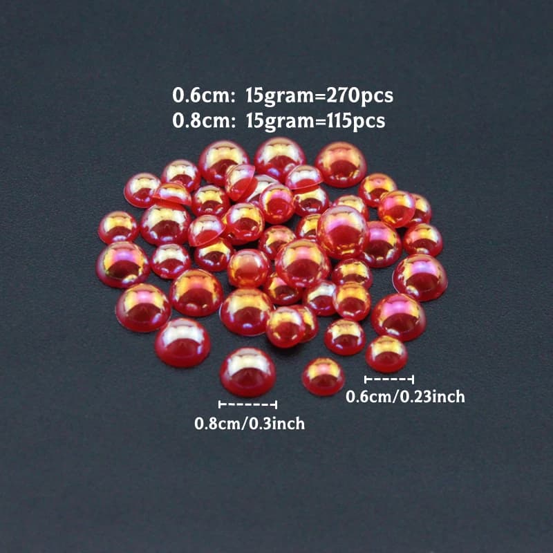 15Gram/Pack Imitation Pearls 6-8mm Round Flat Bead Handmade Jewelry DIY Clothing Luggage Crafts Accessories Material Beads - 4
