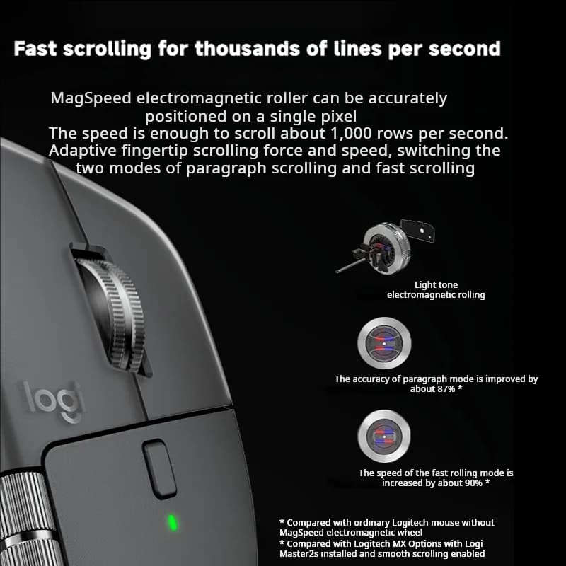 فأرة Logitech MX Master 4 مع ردود فعل لمسية، حلقة MagSpeed، 8000DPI، بلوتوث لاسلكي، بطارية تدوم 70 يومًا - 3