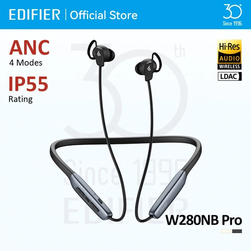سماعات الرأس اللاسلكية Edifier W280NB Pro مع إلغاء الضوضاء، سماعات أذن رياضية بلوتوث V5.4 بدقة عالية LDAC مقاومة للماء IP55