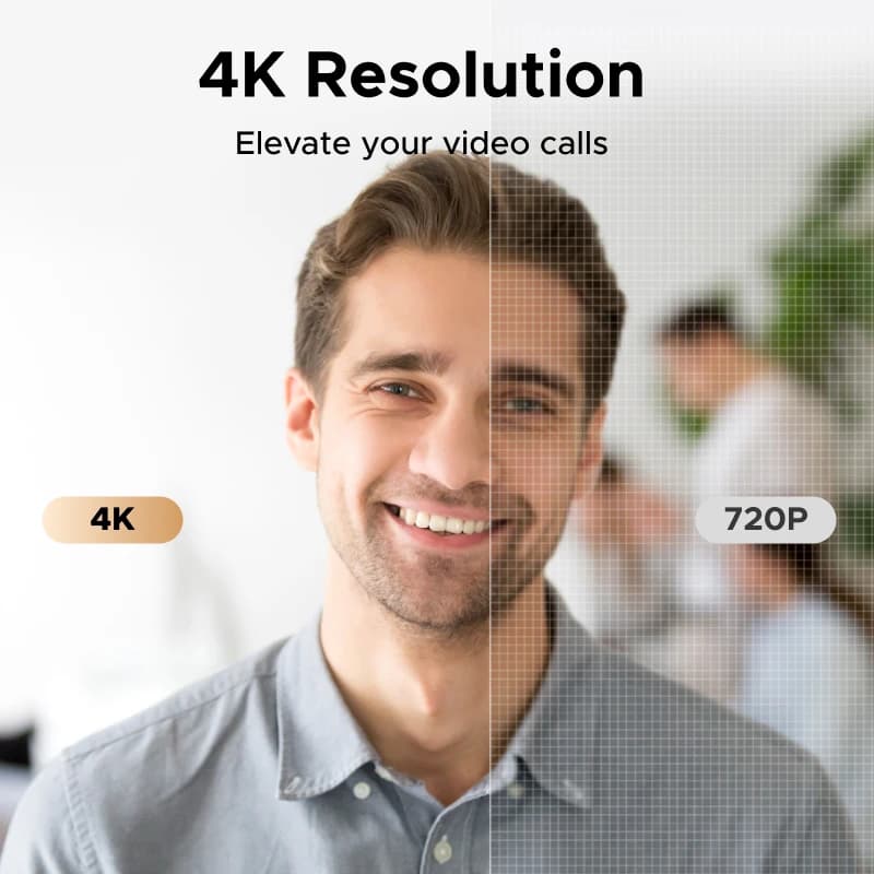 يوجرين كاميرا ويب 4K FHD بدقة 1080 بكسل 8 ميجابكسل للكمبيوتر الشخصي، تركيز تلقائي PDAF، ميكروفونان ثنائيان لإلغاء الضوضاء بتقنية الذكاء الاصطناعي، كاميرا ويب لبرامج زووم/تيمز/جوجل ميت - 2