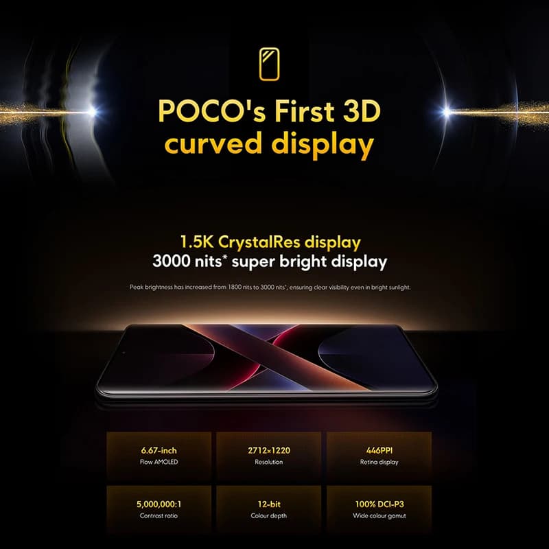 هاتف POCO X7 5G الإصدار العالمي، 256/512 جيجا، معالج Dimensity 7300-Ultra، شاشة AMOLED منحنية 6.67 بوصة، بطارية 5110 مللي أمبير، NFC، شحن 45 واط - 6