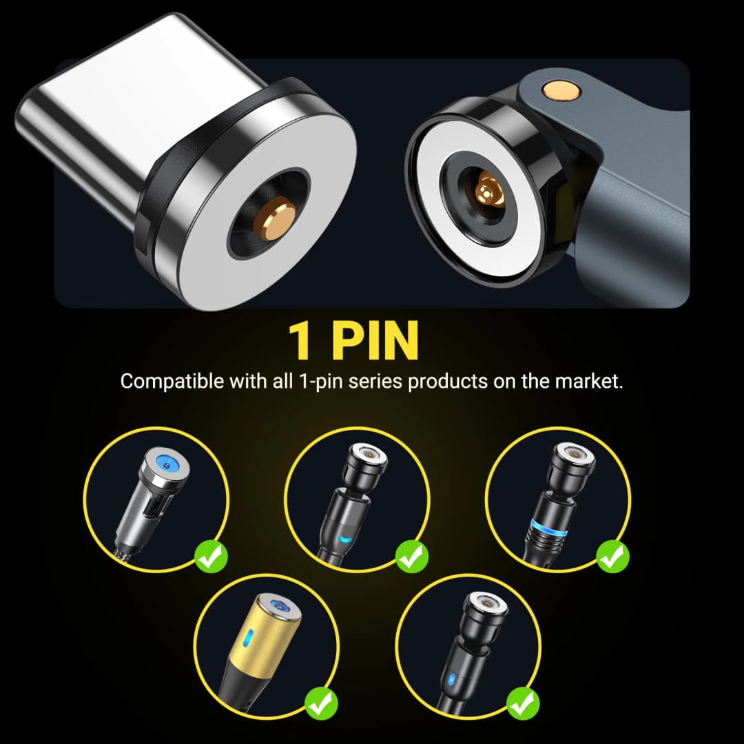 AUFU 540 Degree Rotating Magnetic Adapter USB to Type-C Charging Cable Magnetic USB C Female Converter for iPhone Mobile Phone - 2