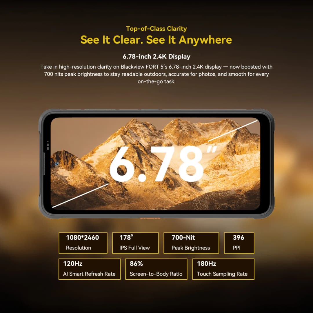 Blackview Fort 5 Rugged SmartPhone 6.78-inch 2.4K Display 108Mp Camera Imaging Flagship  2W BOX Speaker Cellphone - 5