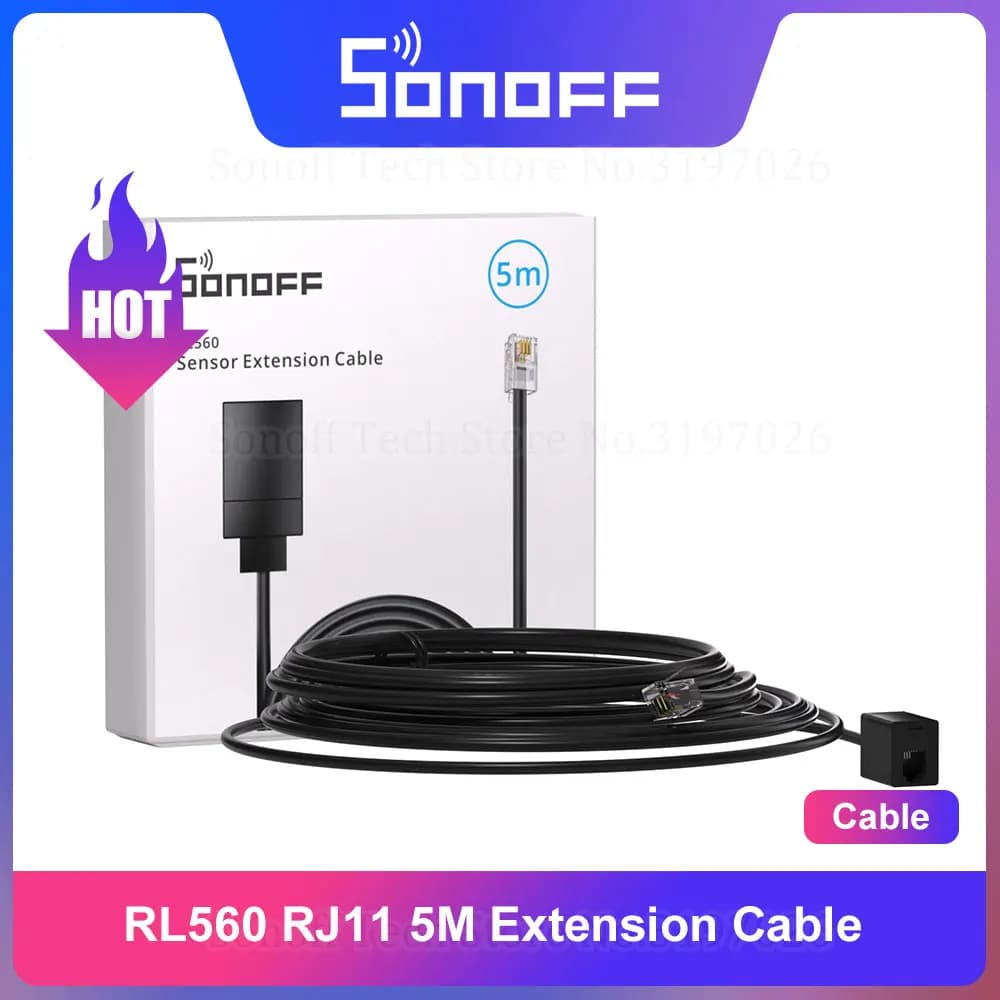 SONOFF THS01/WTS01 وحدة مراقبة مستشعر درجة الحرارة والرطوبة عالية الدقة كابل تمديد RL560 متوافق مع TH Elite/Origin - 6