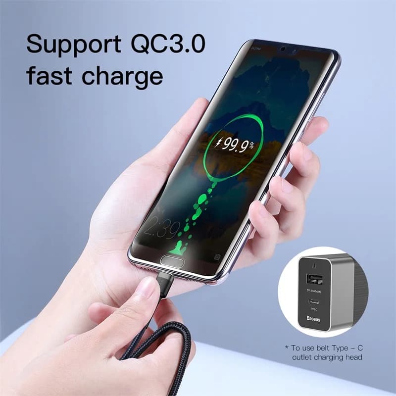 كابل من Baseus بقوة 100 واط من USB C إلى USB Type C لهاتف آيفون 15 بلس وPro Max، كابل شحن سريع من USB-C إلى Type-c لجهاز ماك بوك برو - 3