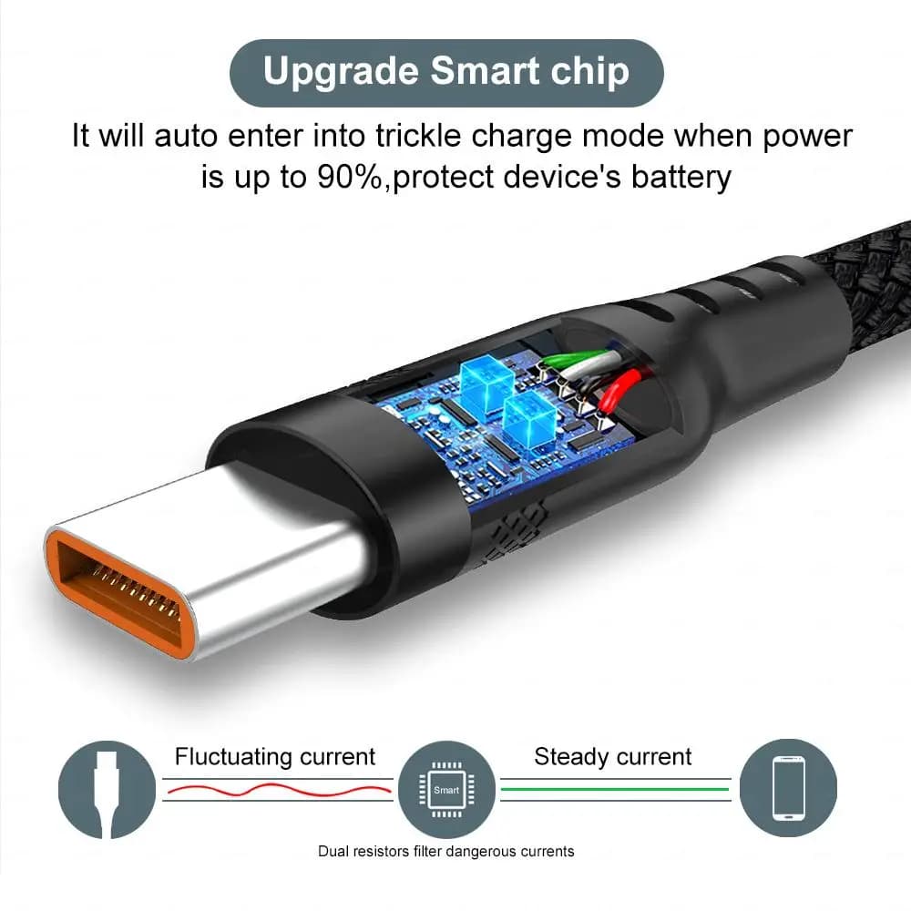 كابل شحن سريع USB Type-C ممتد بطول 2 متر و3 متر و5 أمتار لأندرويد وMicro USB لـ Huawei وXiaomi وVivo وOppo وLeeco - 2