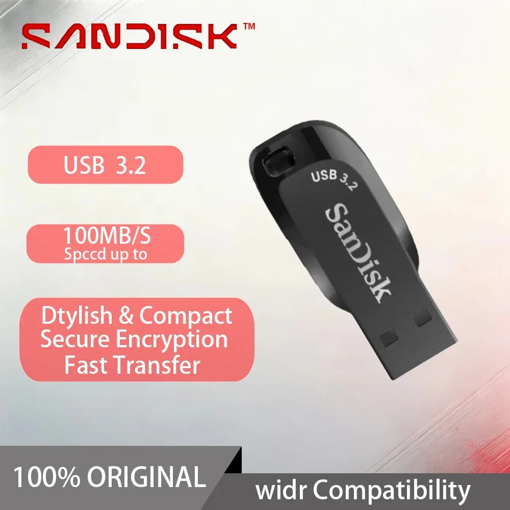 محرك أقراص فلاش SanDisk SDCZ410 Ultra Shift USB 3.2 سعات 32 جيجابايت 64 جيجابايت 128 جيجابايت ذاكرة محمولة للكمبيوتر ذاكرة أصلية U Disk