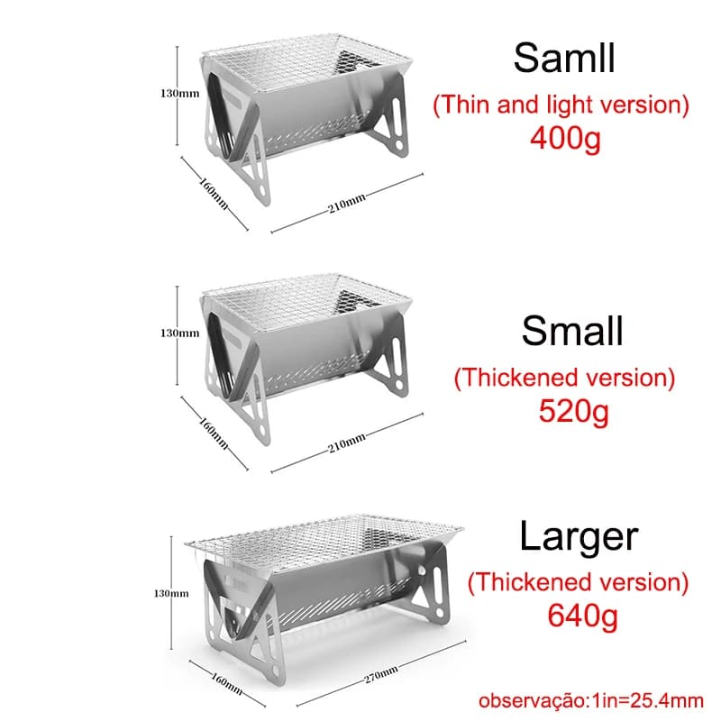 Portable Folding Barbecue Grill Heating Stoves Multifunction Camping BBQ Grill Rack Net Firewood Stove Stainless steel BBQ Grill - 4