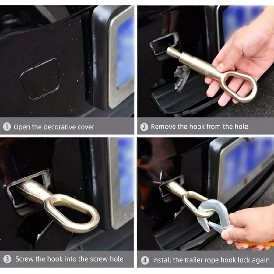 Car Tow Cable Heavy Duty 5 Ton Trailer Rope Towing Pull Rope Strap Hooks Van Road Recovery Car Accessories - 6
