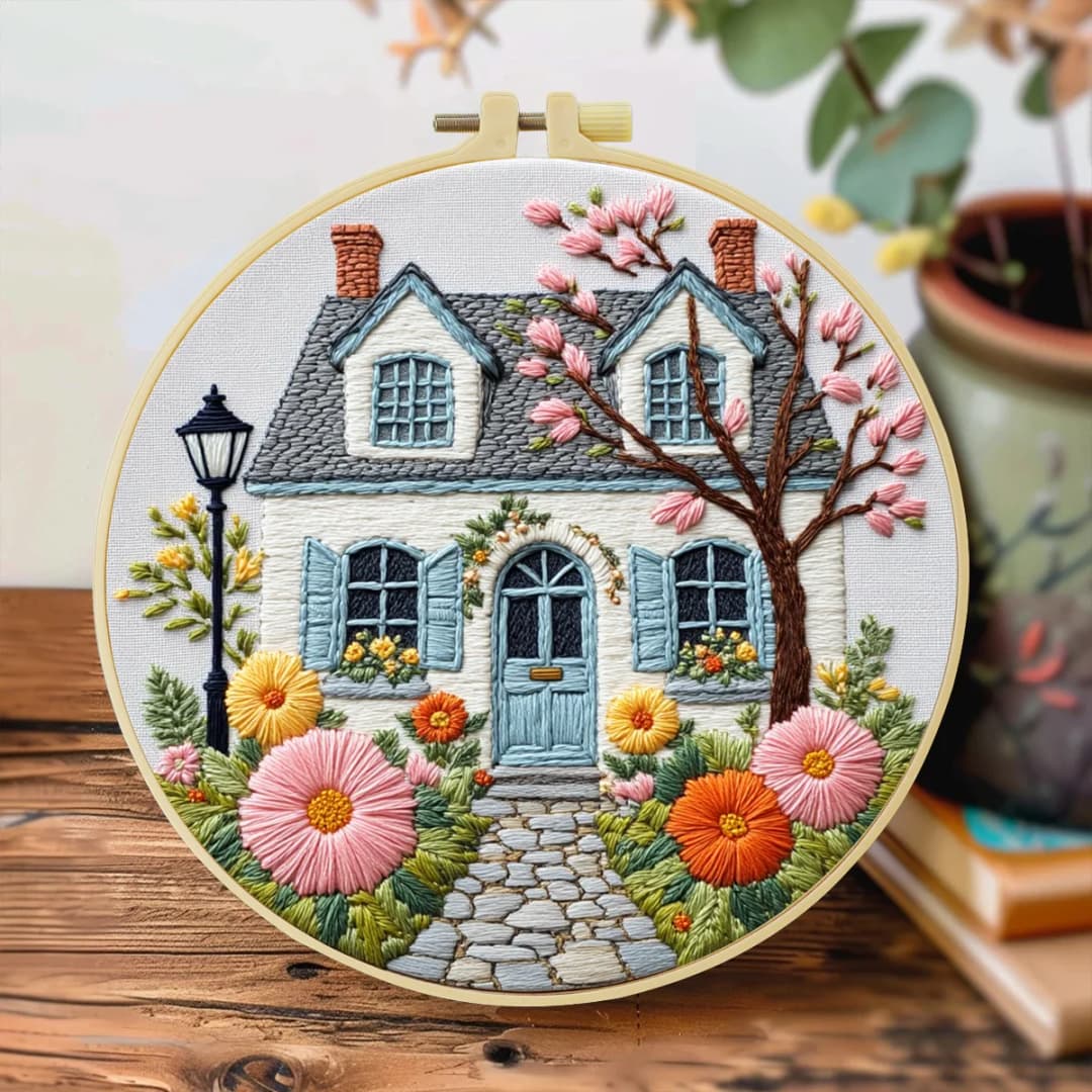 قطعة واحدة 20X20 سم/7.87 بوصة حديقة أمام المنزل مجموعة بدء التطريز DIY مجموعة للمبتدئين فن الرسم والخياطة - 2