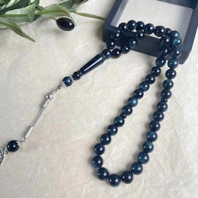 مسبحة إسلامية 10 ملم 45 أكريليك تقليد شمع العسل ضوء النجوم سوار أذن واحد TASBIH ، مسبحة صلاة في الشرق الأوسط - 3