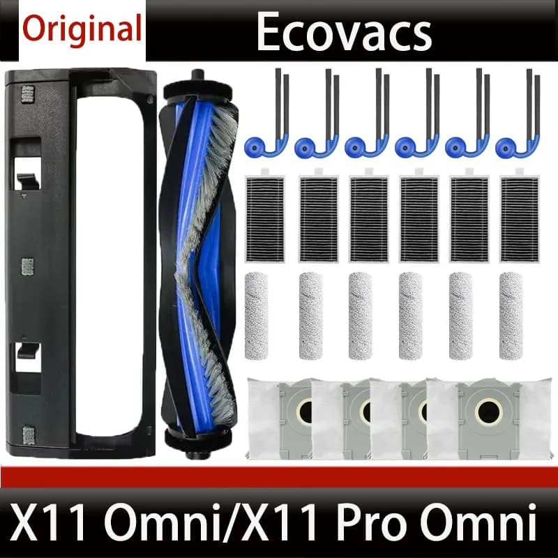 إكسسوارات مكنسة كهربائية Ecovacs X11 Pro Omni: غطاء فرشاة رئيسي X11 Omni كيس غبار فلتر مستهلكات بكرة