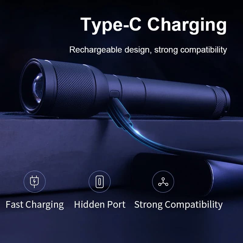 كشاف Philips SFL6168 مع تكبير وشحن USB وبطارية 18650، كشافات محمولة، مصباح قابل لإعادة الشحن للدفاع عن النفس والتخييم - 4
