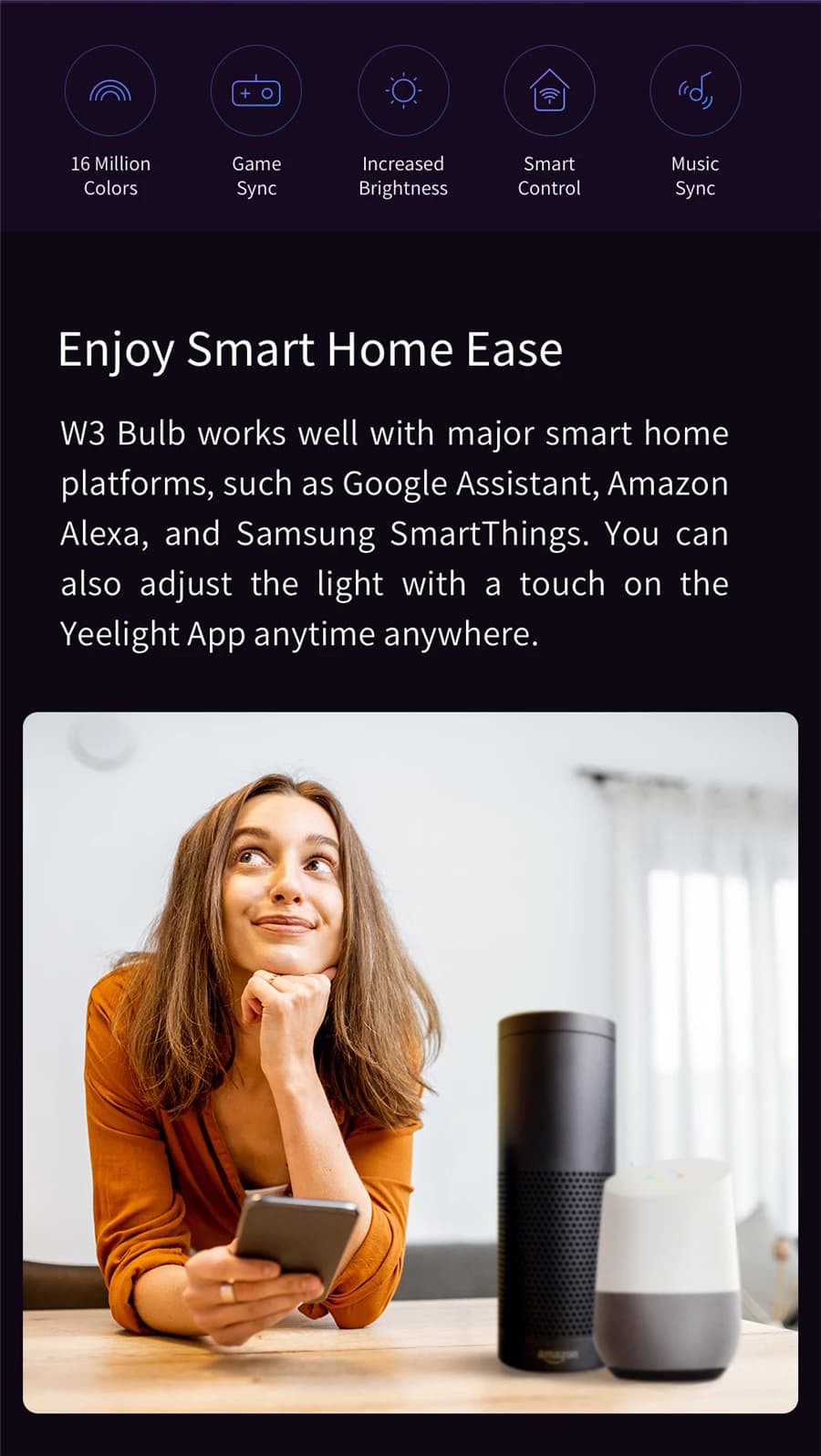 إصدار عالمي من مصباح LED ذكي من Yeelight W3، E26، اتصال WiFi، قابل للتعتيم، تحكم صوتي، متوافق مع Mijia وGoogle Home - 4