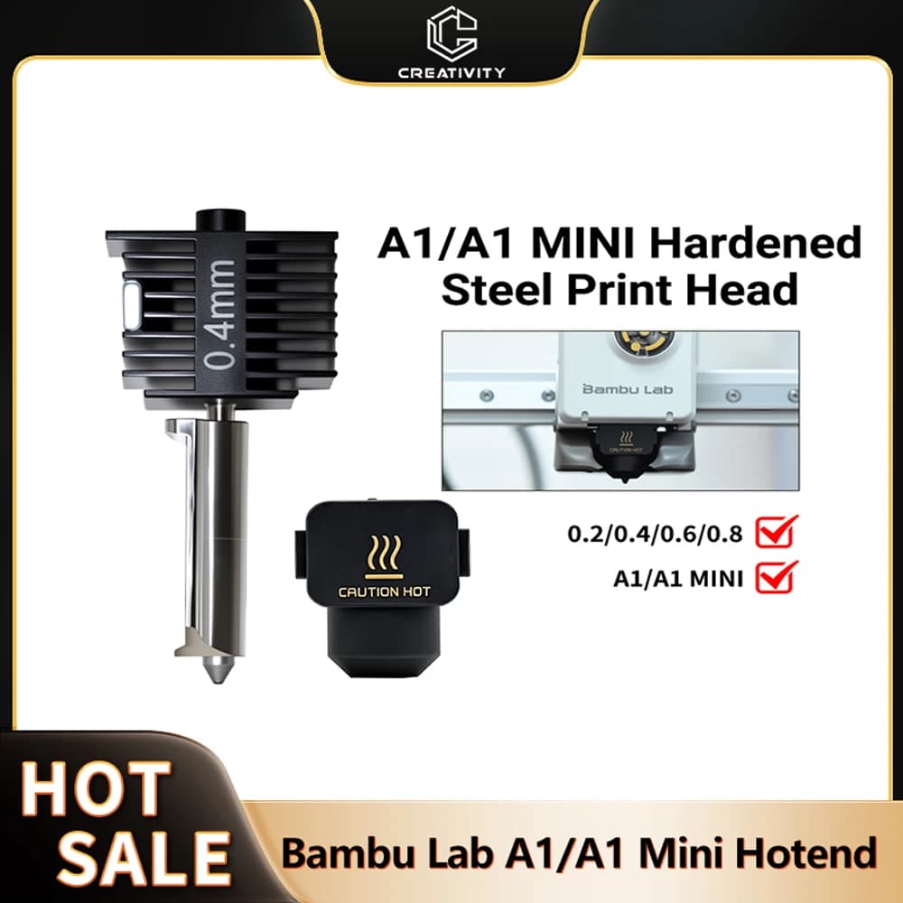 مجموعة نهايات ساخنة شاملة Bambu Lab A1/A1 Mini مع فوهة فولاذ مقسى 0.4/0.6/0.8 ملم لاستبدال مجموعة النهاية الساخنة في BambuLab A1