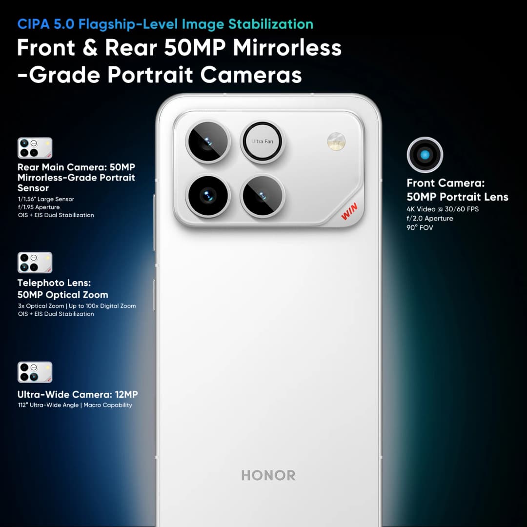 Chinese Version HONOR WIN Gaming Phone 6.83" 185Hz OLED Display Snapdragon 8 Elite Gen 5 10000mAh Battery Support 100W Charging - 3