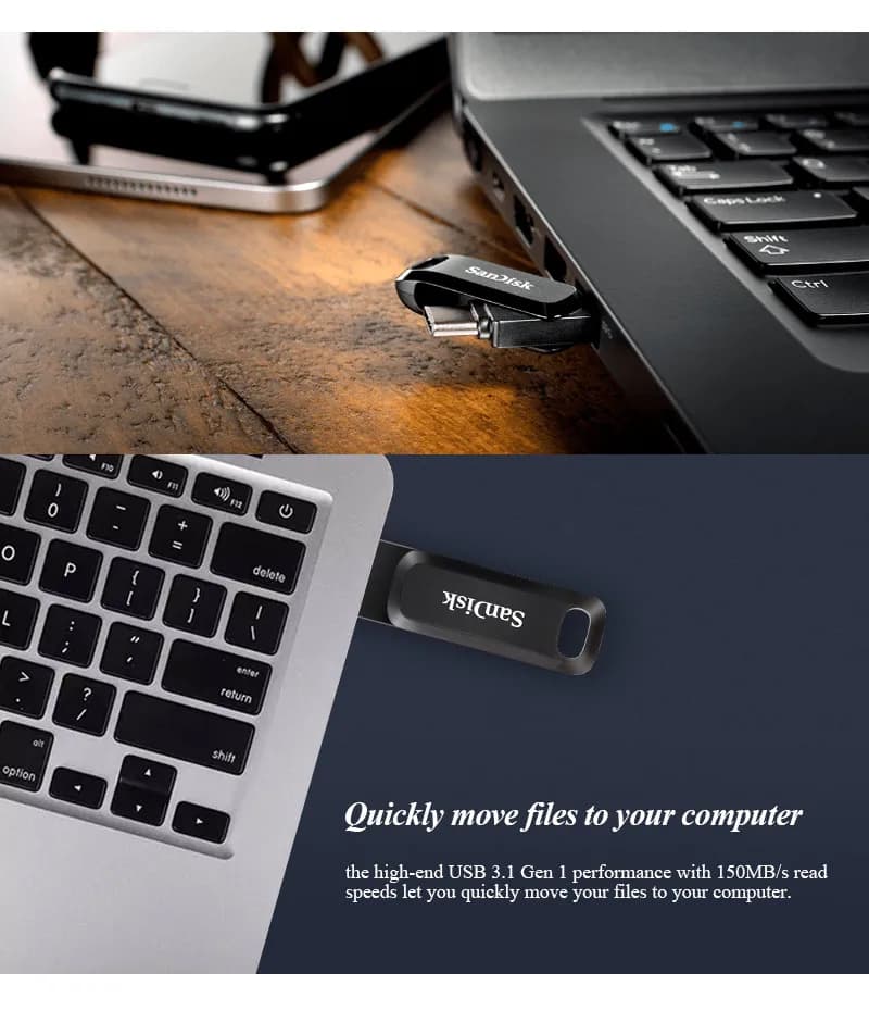 محرك أقراص فلاش SanDisk Ultra Dual USB 3.2 Type-C بسعات 64GB و128GB و256GB و512GB و1TB ذاكرة U Disk للهواتف الذكية والأجهزة اللوحية