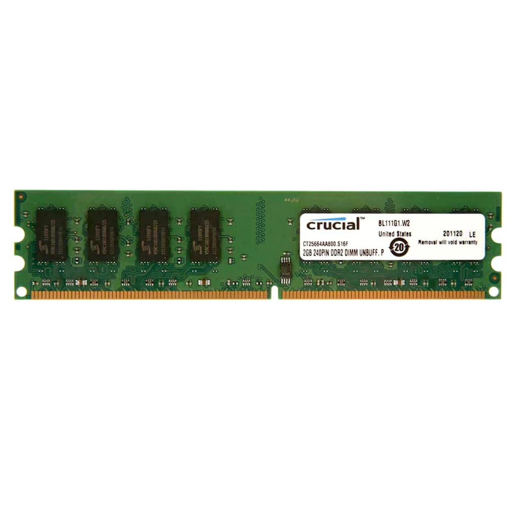 ذاكرة رام Crucial DDR2 لسطح المكتب 2 جيجابايت 4 جيجابايت (2x2 جيجابايت) 667 ميجاهرتز 800 ميجاهرتز DIMM PC2-6400 PC2-5300 1.8 فولت غير ECC غير مخزنة - 2