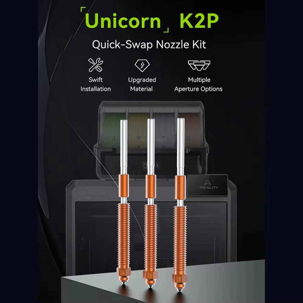 فوهة يونيكورن Creality K2/K2 Plus/K2Pro فوهة تبديل سريع، فوهة يونيكورن من الفولاذ المقسى بالكامل تناسب تجميع Creality Hi Hotend - 6