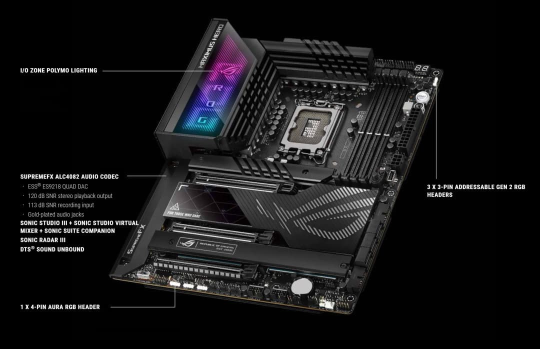 لوحة أم ASUS ROG MAXIMUS Z790 HERO مقبس LGA1700 معالج CPU DDR5 7800+(O.C) ذاكرة شريحة Z790 لوحة رئيسية ATX - 4