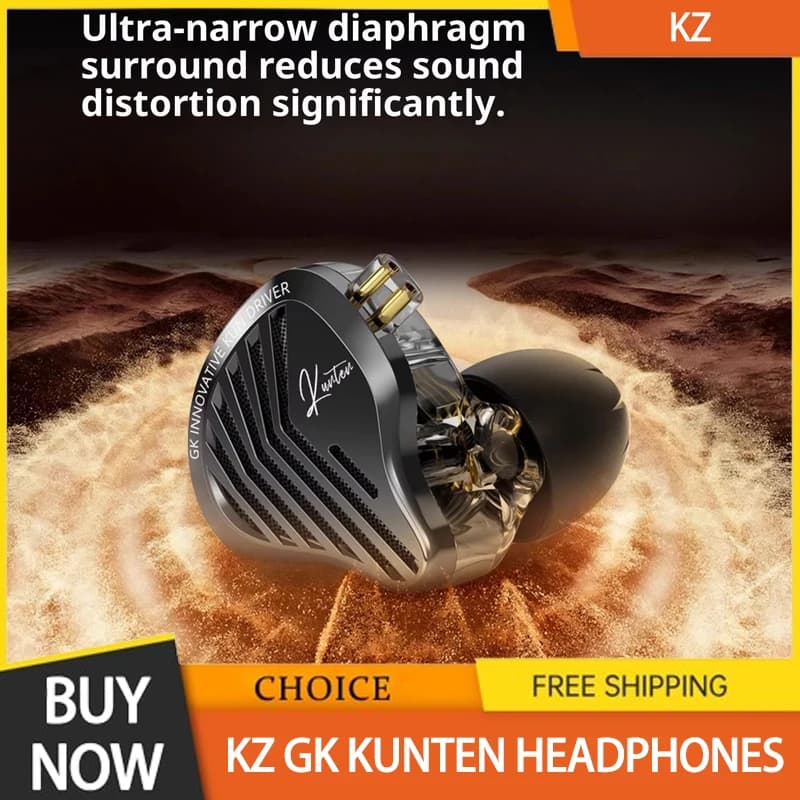Kz Gk Kunten درايفر ديناميكي سماعات هاي فاي 2pin باس ثقيل سماعات أذن معدنية سماعات رأس قابلة للفصل رياضية ألعاب مخصصة
