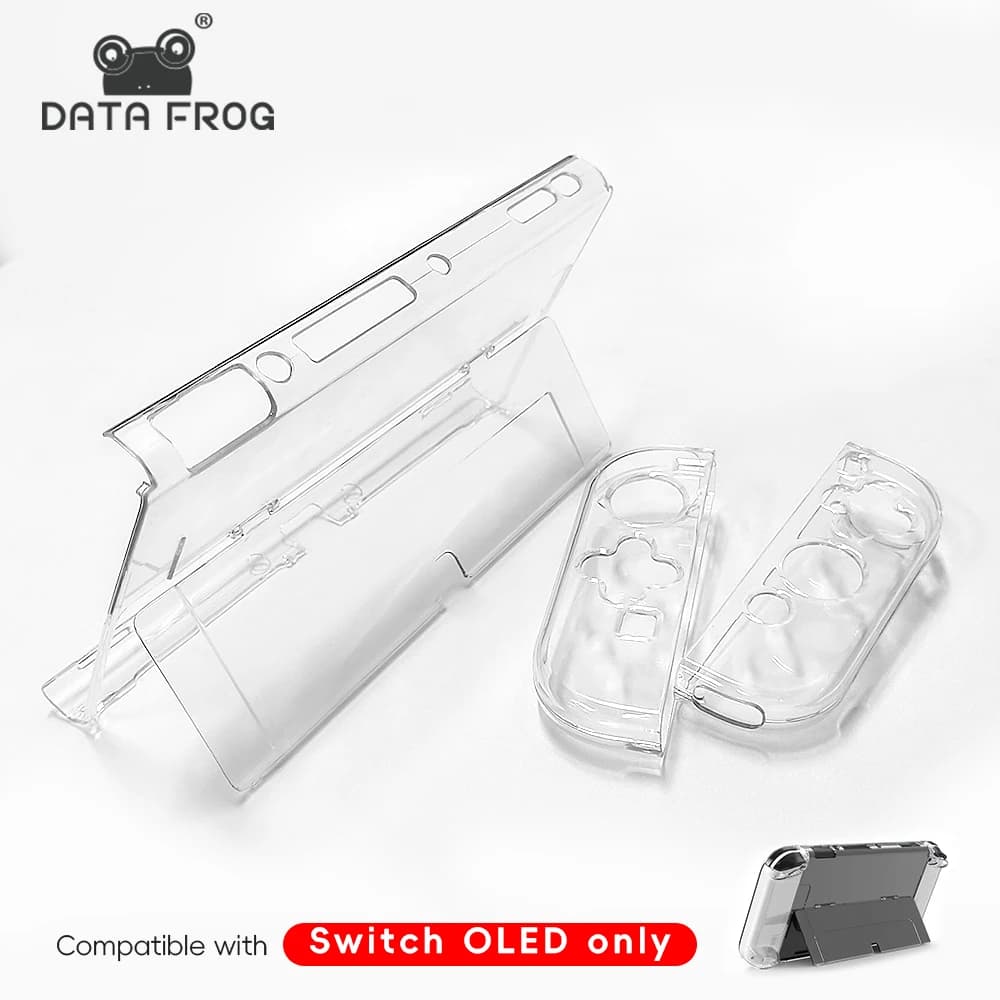 غطاء حماية كريستالي من DATA FROG لجهاز سويتش OLED غطاء صلب شفاف مقاوم للخدوش إكسسوارات جهاز الألعاب