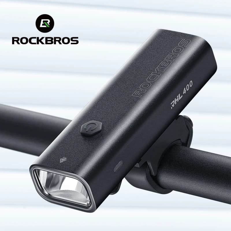 ROCKBROS 200LM 400LM إضاءة دراجة نوع-C شحن LED إضاءة أمامية للدراجات مصباح أمامي من الألومنيوم MTB إضاءة فلاش للطريق إضاءة دراجة