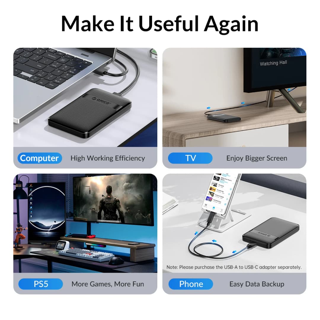 علبة ORICO HDD مقاس 2.5 بوصة SATA إلى USB3.0/Type-C علبة HDD خارجية 6Gbps USB-C SATA تدعم خاصية النوم التلقائي - 5