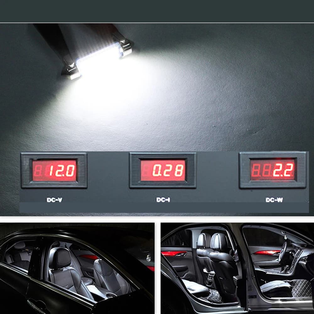 مصابيح LED للسيارة مقاس 31MM 36MM 39MM 41MM C5w C10W، إضاءة قبة Festoon، لوحة ترخيص، مصابيح باب وصندوق السيارة، أبيض DC 12V - 5