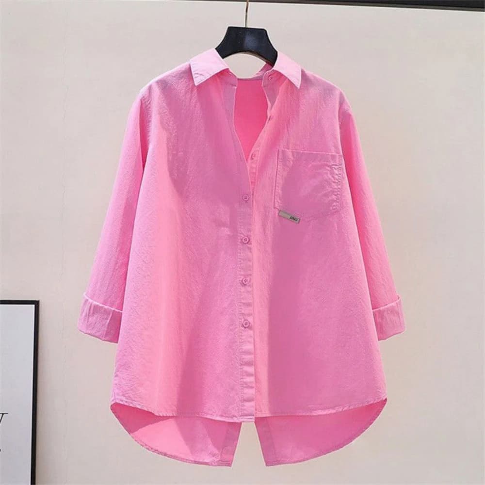 Irregular Office Lady Casual Elegant All-Match Shirt Loose Shirts And Blouses Spring Summer New Trend Solid Button Pocket Shirt - 4