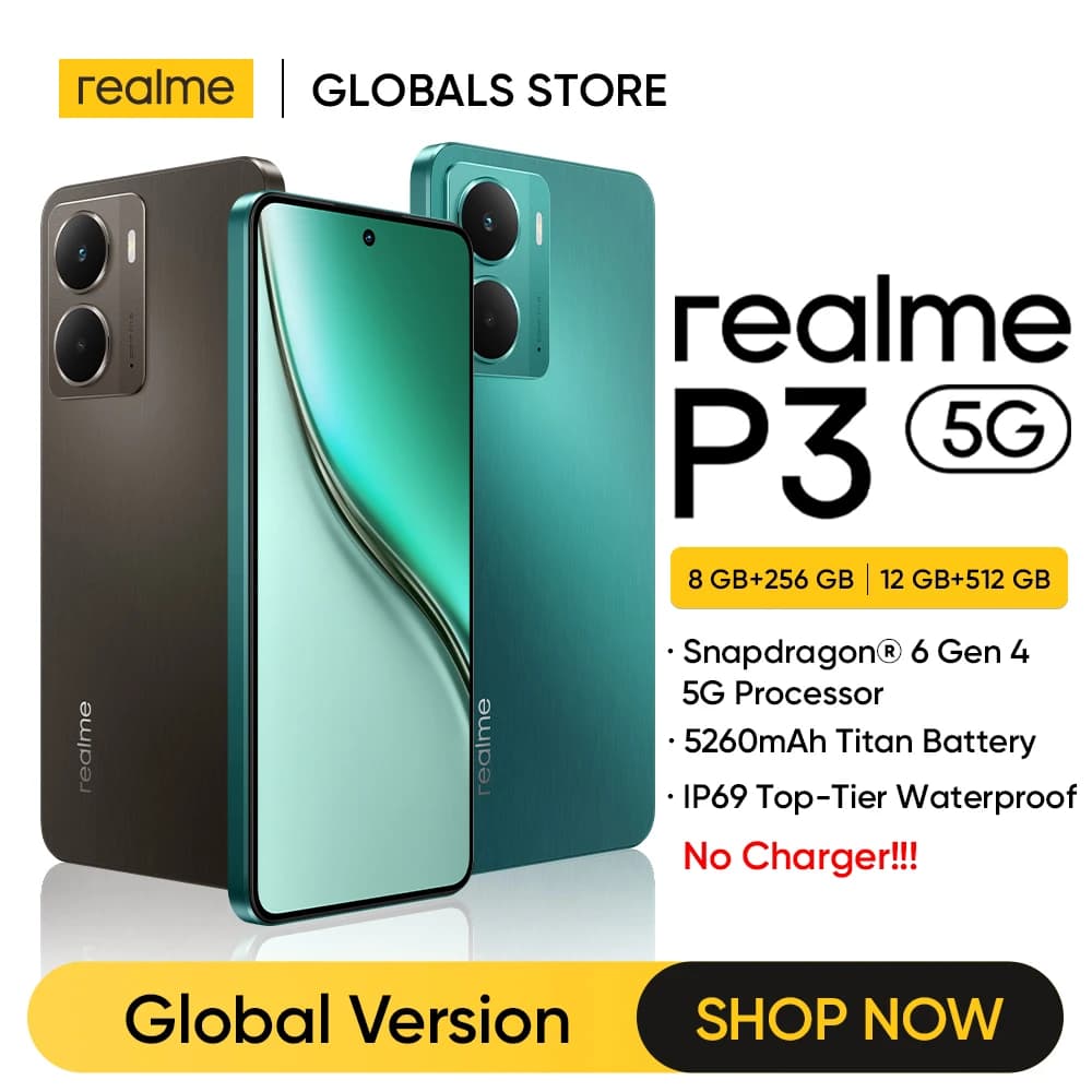 هاتف ريلمي P3 5G تخفيضات بطارية 5260 مللي أمبير NFC معالج سنابدراجون 6 الجيل الرابع شاشة 6.67 بوصة 120 هرتز AMOLED إصدار عالمي