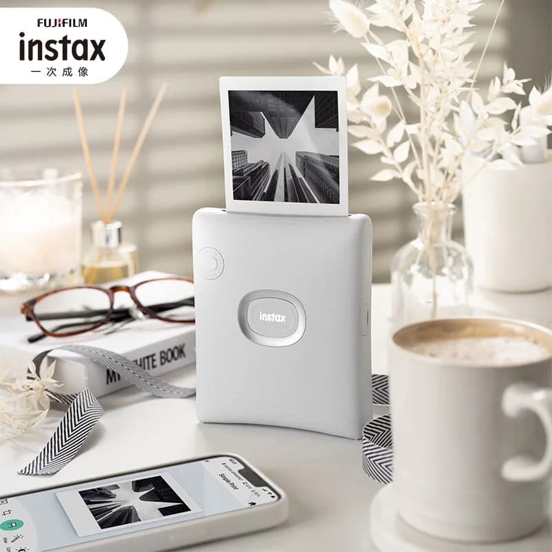 2025 طابعة صور أصلية من FUJIFILM INSTAX SQUARE LINK للهواتف الذكية بتقنية بلوتوث 4.2 باللون الأخضر الداكن والأبيض الرمادي