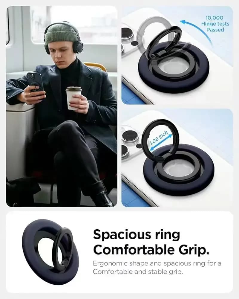 حامل حلقي دوار 360 درجة من Spigen مع قاعدة مغناطيسية لهواتف iPhone 16 و15 و14 و13 و12 Pro Max، متوافق مع Magsafe - 3