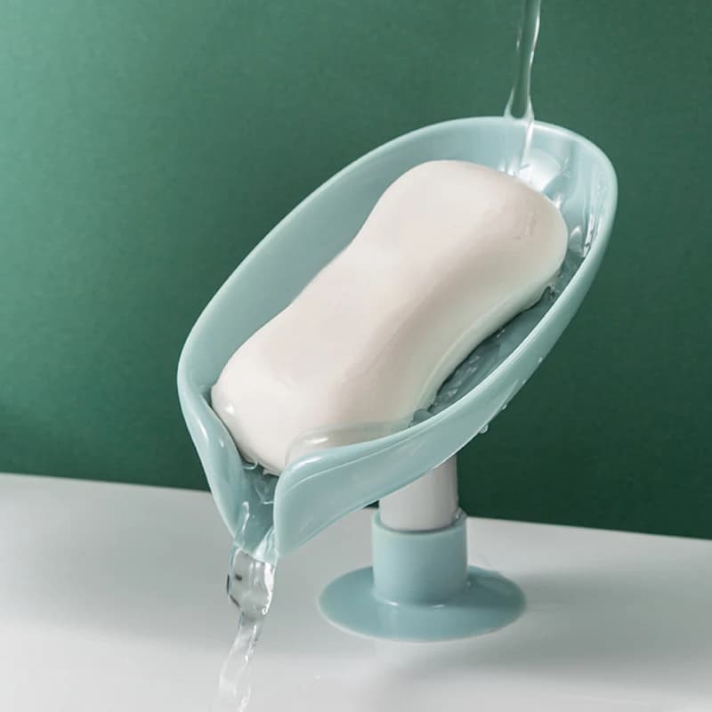 Leaf Shape Soap Tray PP Soap Box Non-slip Drain Soap Dish With Suction Cup Sponge Soap Holder Bathroom Accessories - 2
