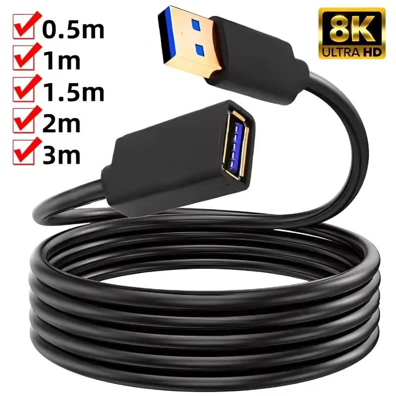 كابل تمديد USB 3.0 و2.0، سلك نقل بيانات سريع بأطوال 0.5/1/1.5/2/3 متر للتلفزيون الذكي، Xbox One، SSD، والكمبيوتر المحمول